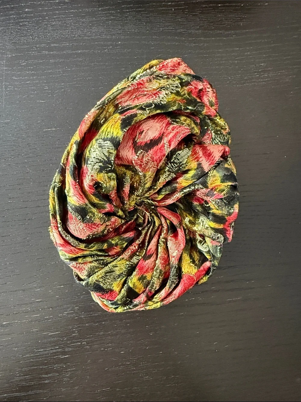 Women’s Vintage Floral Velvet Turban Headband in Pink and Green